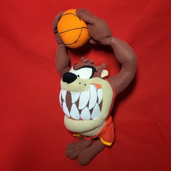 Nanco Looney Tunes Space Jams Taz Basketball Slam Dunking Plush 10" 2010 - Picture 2 of 12